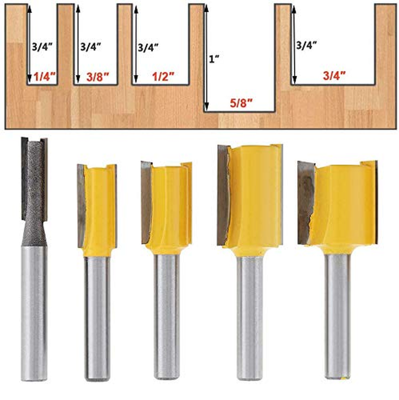 1/4-Inch Shank Straight Dado Router Bit Set Carbide Wood Milling Cutter Woodwork