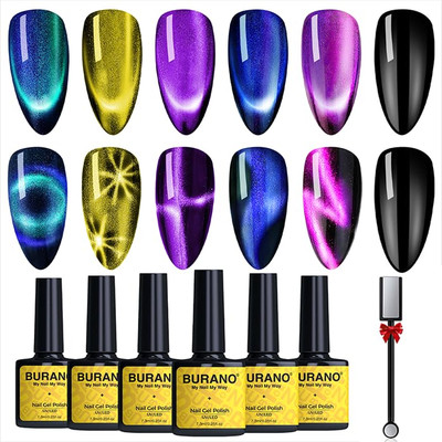 9D Cat Eye Magnetic Nail Gel Polish 6 Colors with Magnet Stick Set Cateye Nail P