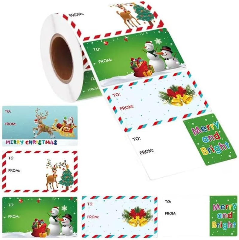 Christmas Sticker Roll 500 Pack for Party Favours and Crafts