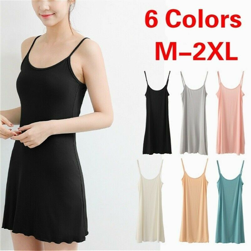Damen Träger Ärmelloses Kleid Schulterfrei Mid Nachthemd Schlafanzug Top