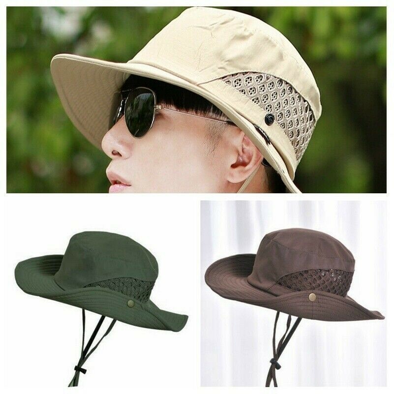 Uomo Donna Pesca Cappello Mesh Cespuglio da Trekking Sole Safari Outdoor