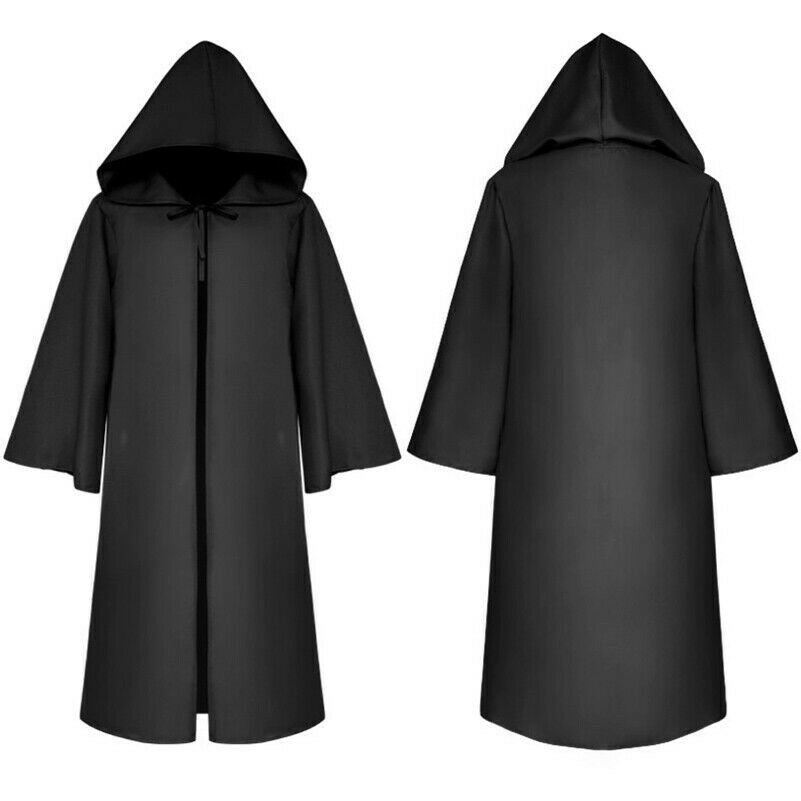 Medievale lungo Mantello con Cappuccio da Vampiro Vestaglia Halloween Dracula