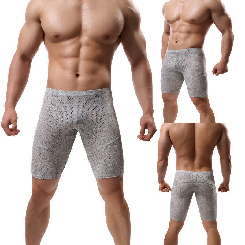 Mens Compression Shorts Gym Sports Base Layer Running Stretch Mesh Boxer New