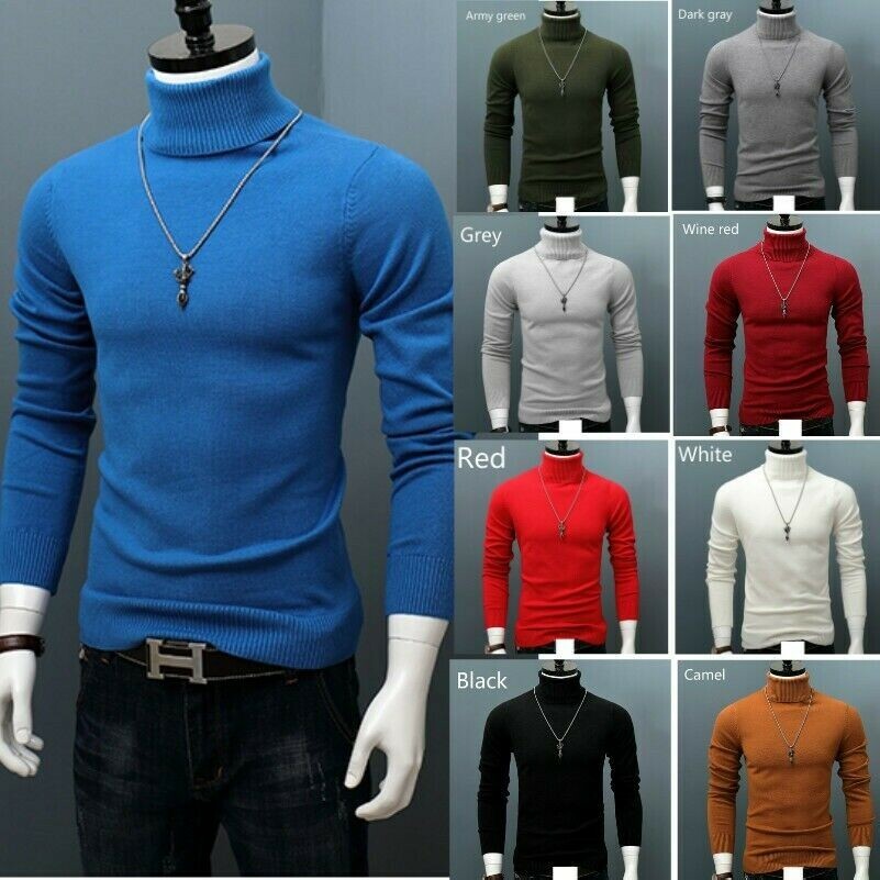 Herren Rollkragenpullover Strick Top Pullover Slim Fit Pullover Langarm Strick