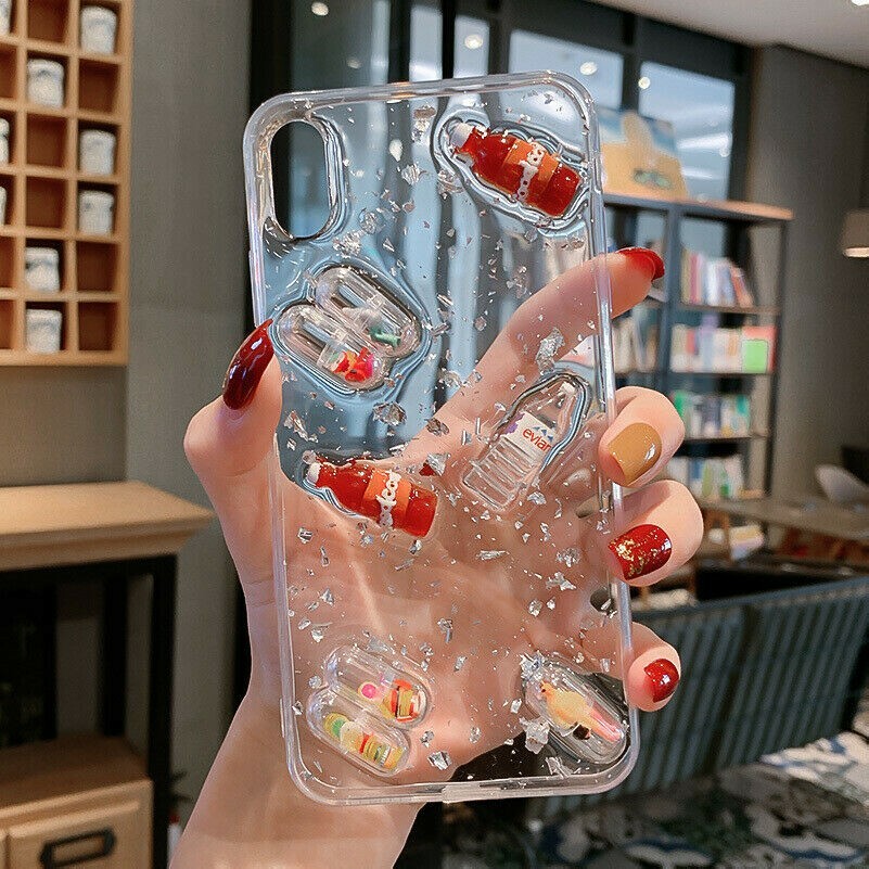 Pour IPHONE 6-11 Pro Max Étui Housse Pilule Capsule Man Eau Bouteille Coque