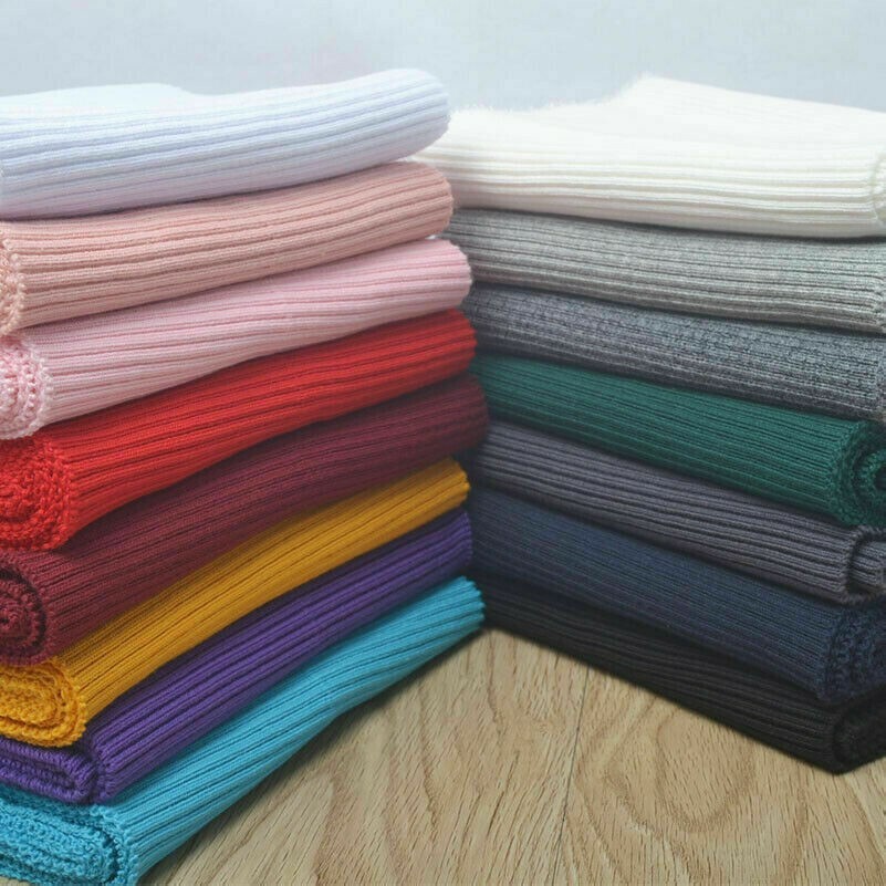 Baumwolle Stretch Gestrickt Ausschnitt Manschette Bund Gerippt Rand Pulli Stoff
