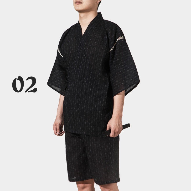 Herren Japanisch Pyjama Set hell Streifen Yukata Jinbei hippari Kimono