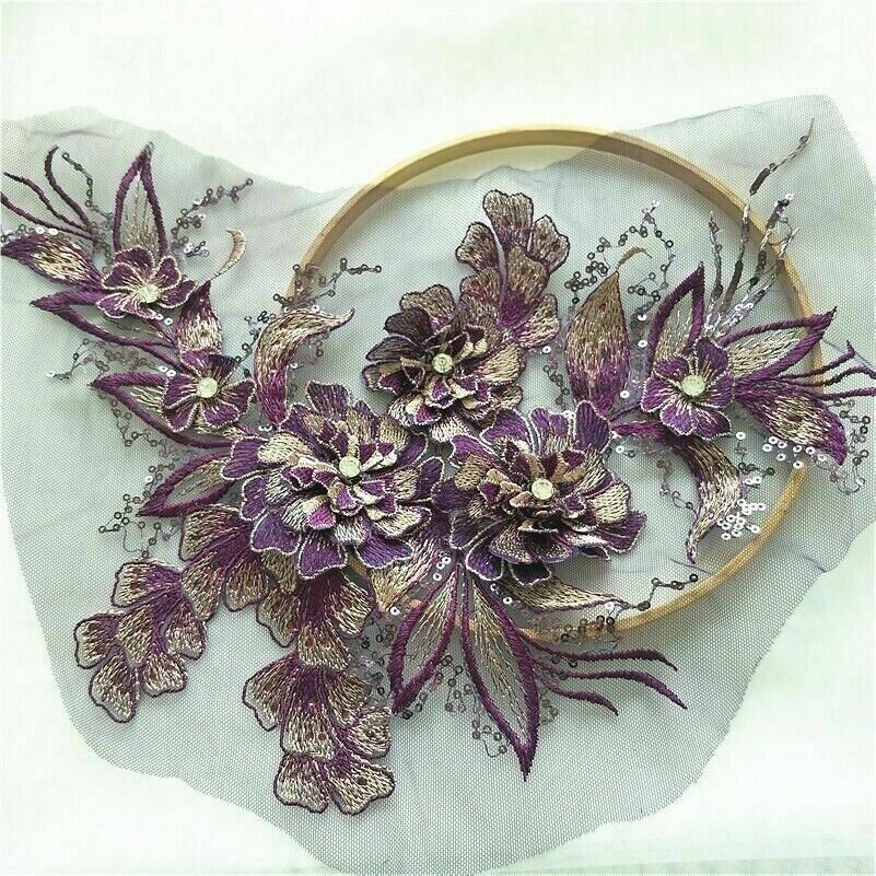 Stickereien Spitze Applikation 3D Pailletten Patch DIY Hochzeit Kleid Näh Borte