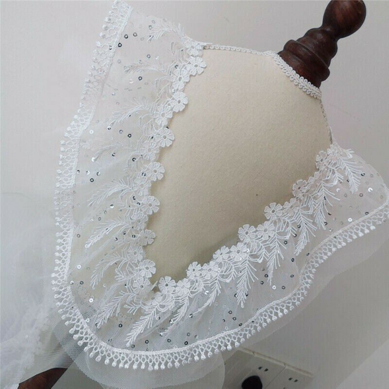 2 Meters Lace Floral Trim Ribbon Wedding Dress Edging Sewing Materials 11cm Wide