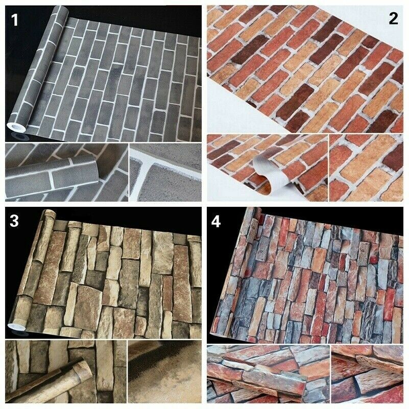 10m 3D Brick Slate Effect Wallpaper Self-Adhesive Realistic Vintage Textured