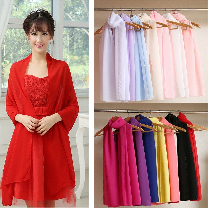 Bridal Ladies Chiffon Shawl Wrap Bridal Wedding Cape Evening Prom Wraps Elegant