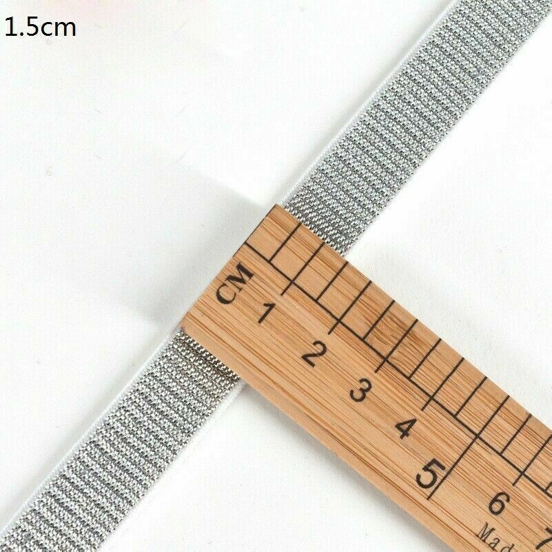 10M Silber Glitzer Elastisch Band Ränder 1cm/1.5cm/2cm/2.5cm /3cm/4cm/5cm /