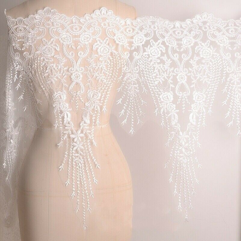 Woman Wedding Fabric for Dress Bridal Embroidery Lace Mesh DIY Flower White