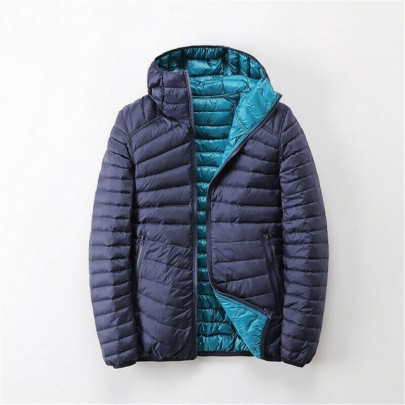 Damen Daunen Mantel mit Kapuze Winterjacke Warm Outwearlinie Leicht Doppelseitig