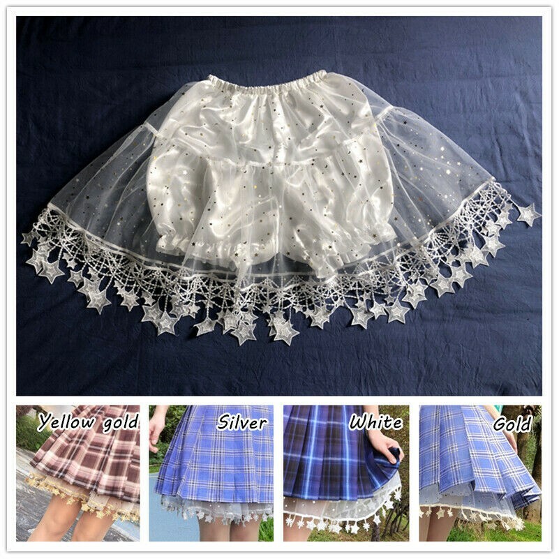 Lolita Bloomers Satin Pumpkin Shorts Petticoat Mesh Sequin Underskirt Ruffle