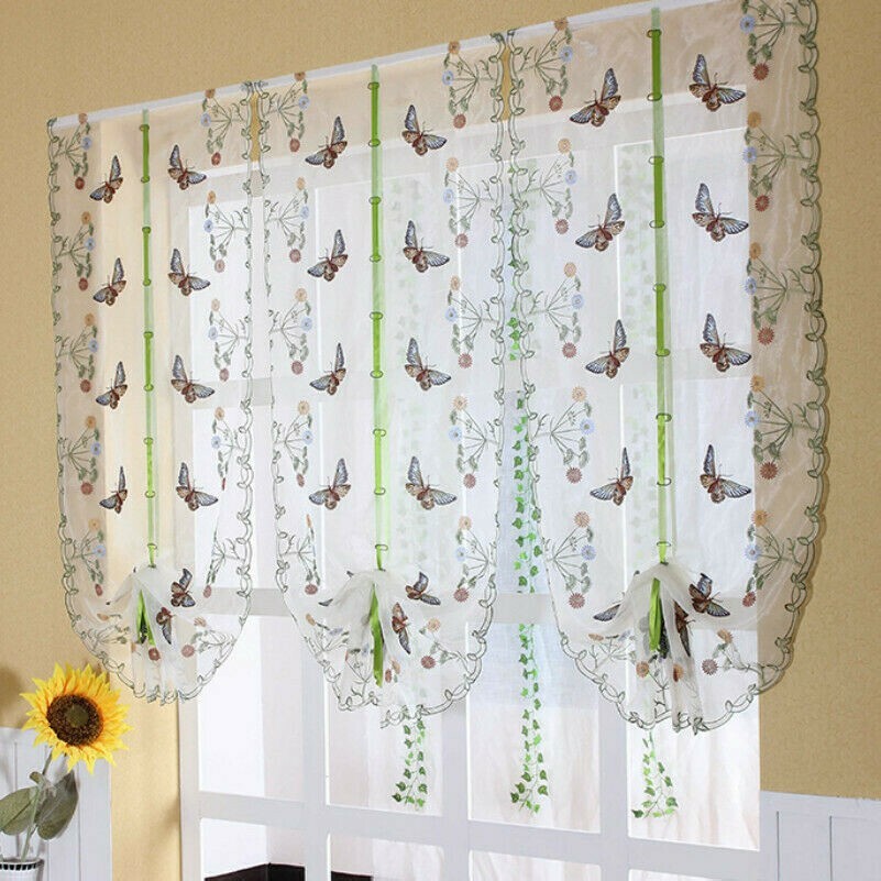 Farfalla Decorato a Pacchetto Tende Finestra Balcone Tulle Puro Tendine Persiane