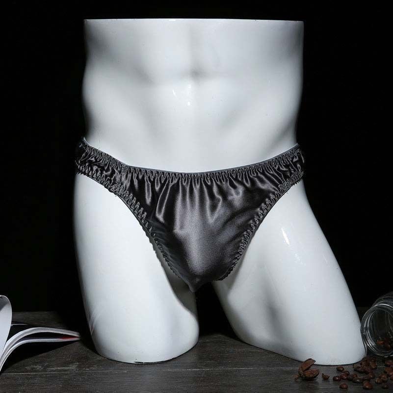 Sexy Hommes Garçons naturel 100% soie slips culottes taille basse string