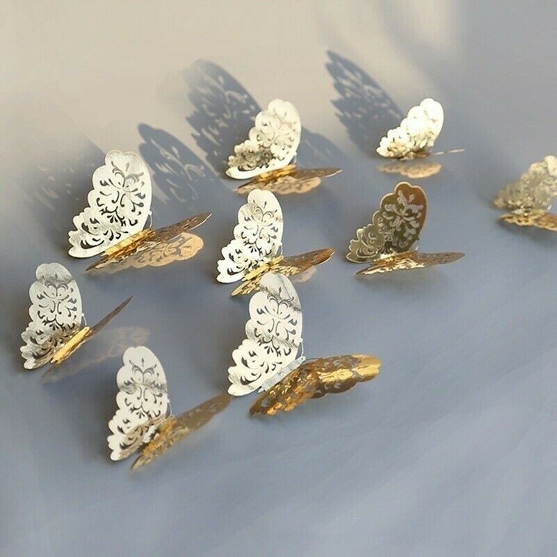12 PCS 3D Butterfly Wall Stickers Door Window Butterflies Decals Home Decor