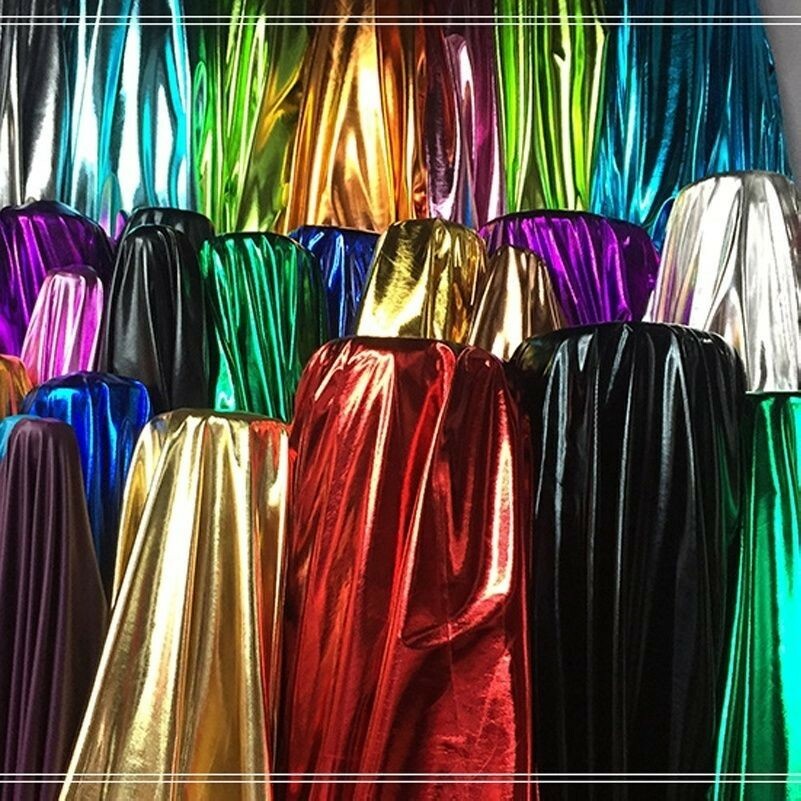 Metallisch Glänzend Alle über Folie Dehnbar Elastan Stoff 150cm Breit Sold Solid