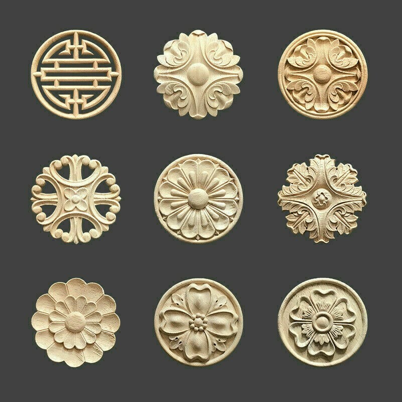 Applicazione Angolare Intagliata In Legno Non Dipinta Per Decoro E Mobili