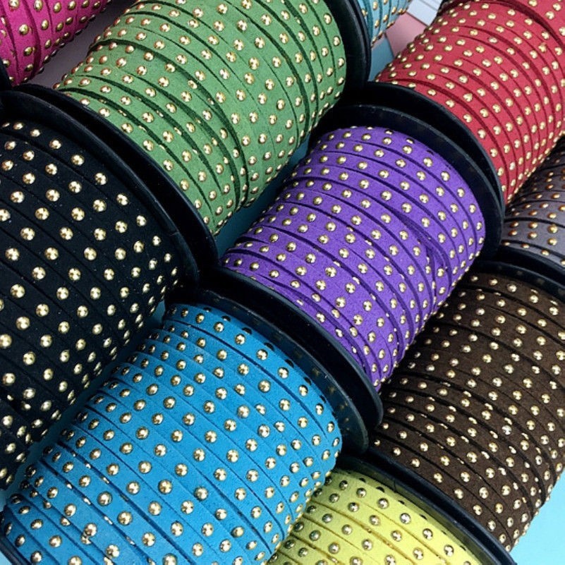 5 mm Nieten Schnalle samt Seil Kunst Wildleder Diy Armband / Halskette Material