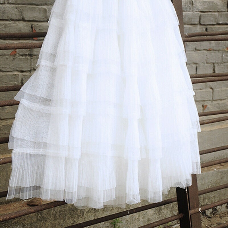 1M Tulle Mesh Lace Pleated Fabric DIY Costume Materials Sewing Craft Solid Color