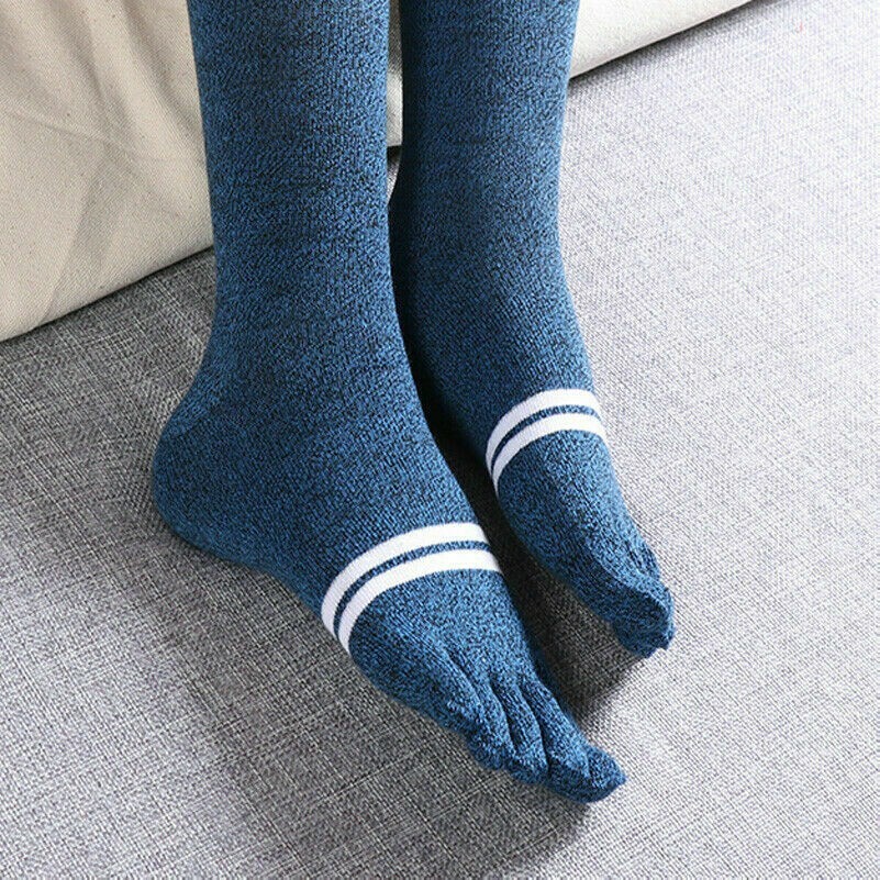 3 Paar Damen Lang Zehen Socken Baumwollmischung Streifen Fünf Finger Strümpfe
