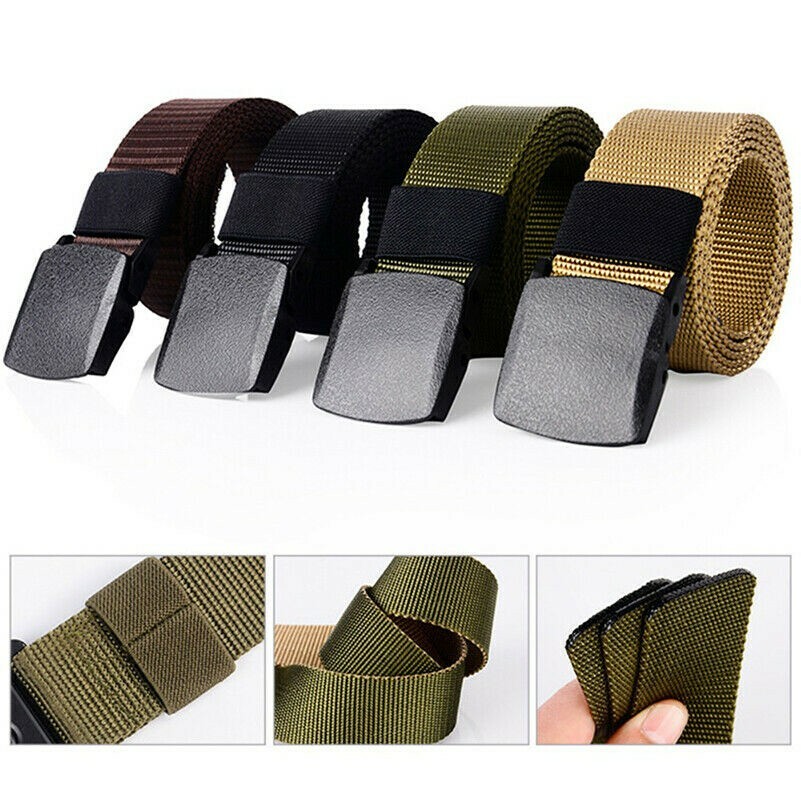 Regolabile Uomo Sport Militare Plastica Fibbia Cintura Tessitura Cinturino