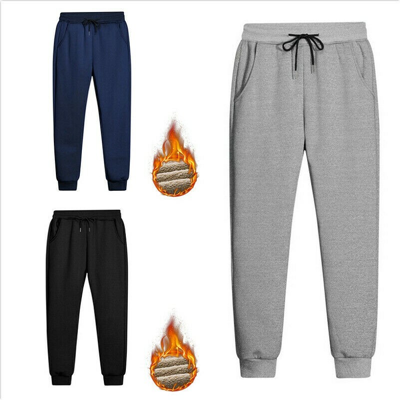 Men Sweatpants Fleece Lined Pants Thick Plus Size Jogging Harem Trousers
