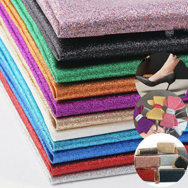 1M Shiny Fabric Glitter Faux Leather Sparkle DIY Bag Shoes Party Christmas