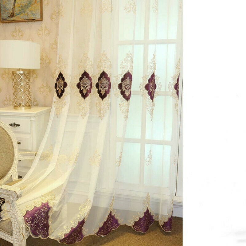 Barock Netz Blumen Stickerei Vorhang Stoff Netz Panel Drapiert Tuch Material