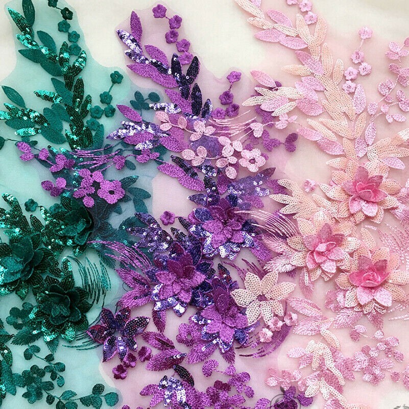 XUNHUI 3D Blumen-Stickerei Applikation - 12 Stück Set Mit Perlen Auf Tüll Für DIY Näharbeiten