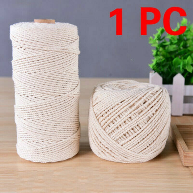 100M Macrame Artisan String Cotton Twisted Rope DIY Natural Beige Crafts