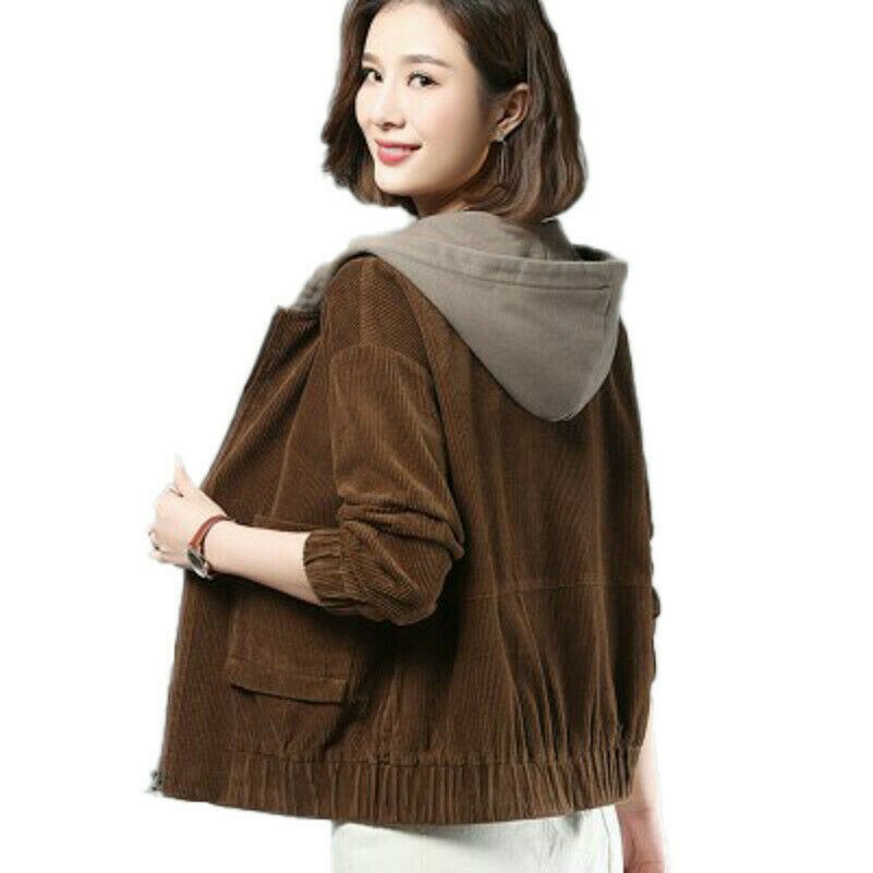 Femmes à Capuche Velours Manteau Haut Sweat Desseré Fermeture Décontracté Neuf