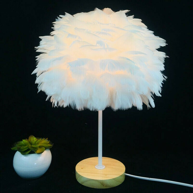 Lamp Feather Shade Lampshade Table Ceiling Light Cover Novelty Home Decor