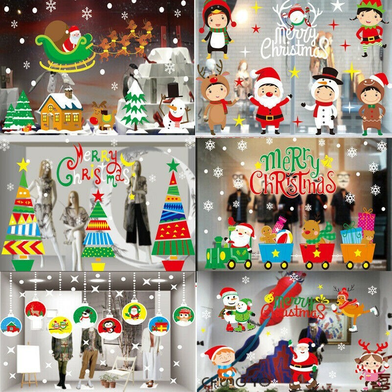 Weihnachten Statisch Haften Glas Aufkleber Nein Kleber Fenster Wandsticker Dekor