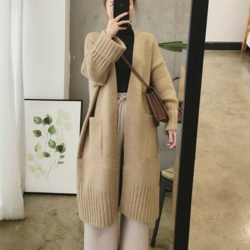 Femme Pull Tricot Manteau Cardigan Manches Longues Extérieur Desseré Automne