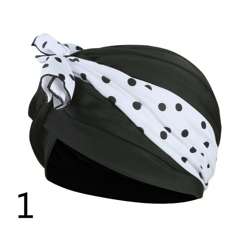 Ladies Swimming Cap Turban Bathing Hat Adjustable Long Hair Lace Fashion