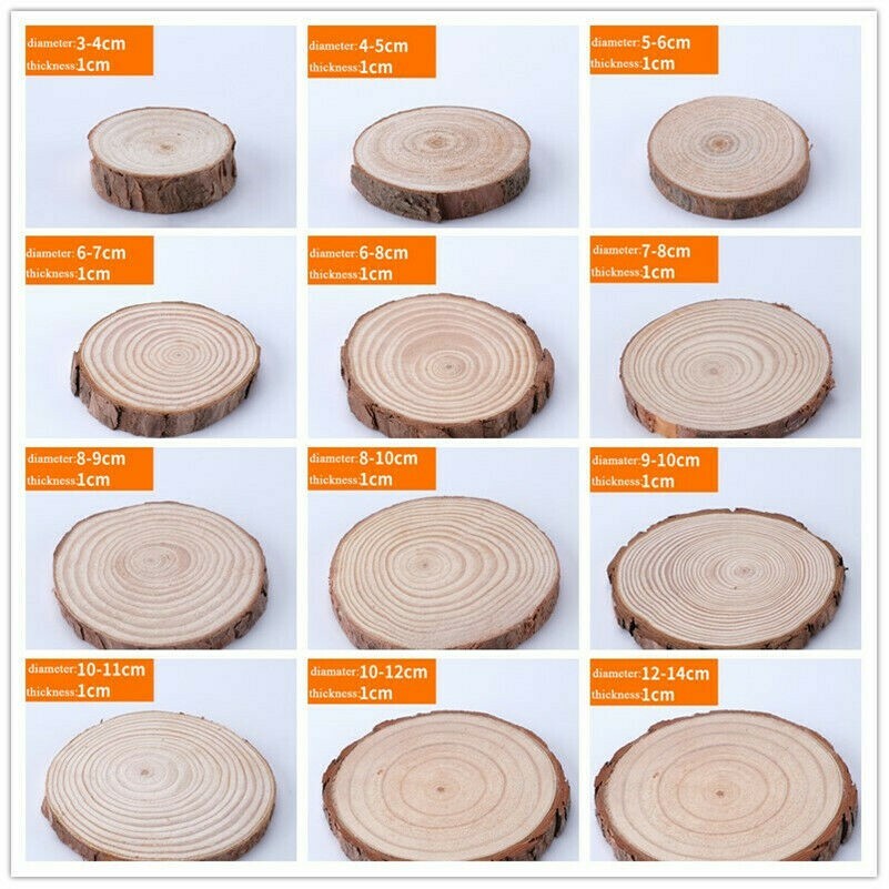 10pcs Rond en Bois Pièces Tranche DIY Main Dessin Mural Maison Décor Arts 3-14cm