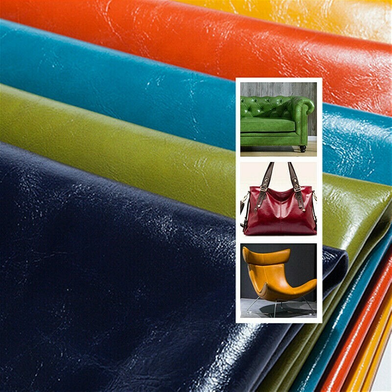 1M Burnished Faux Leather Fabric Shiny Multicolor Elastic DIY for Bag Home
