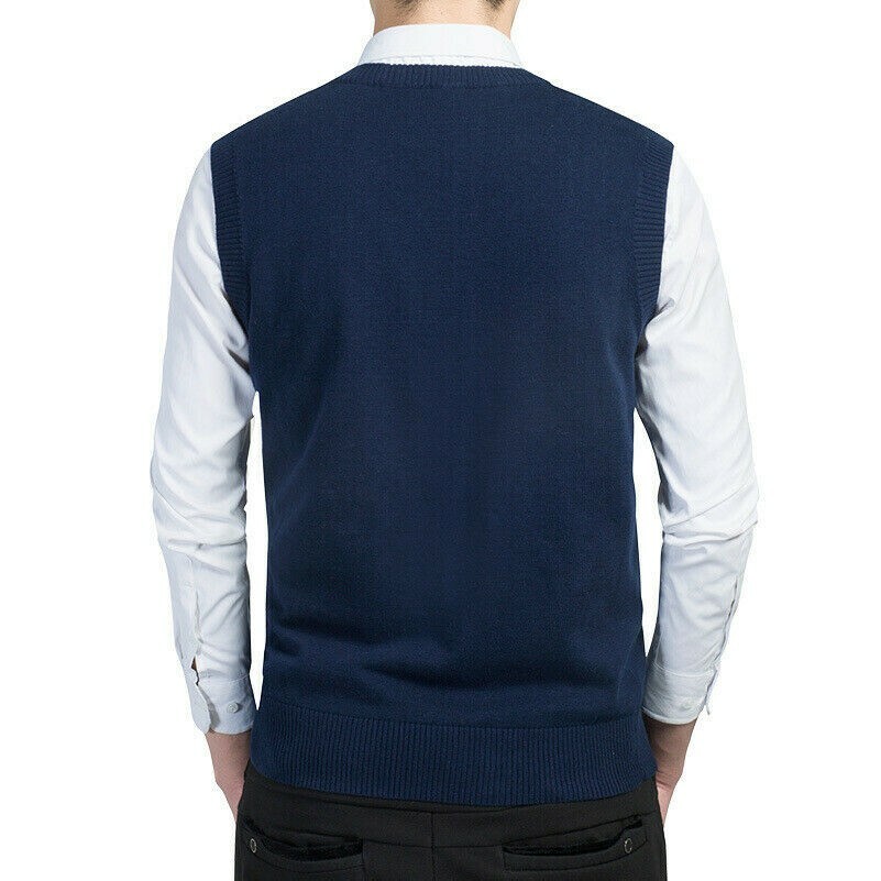 Uomo Felpe Canotta senza Maniche collo V Golf Cricket Bowling Morbido Pullover