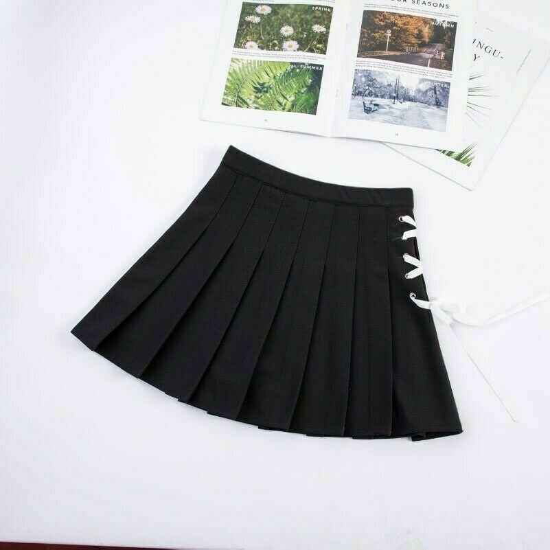 Damen Mädchen Plissiert Minirock Hohe Taille Süß Lolita JK Japanisch Stil Preppy