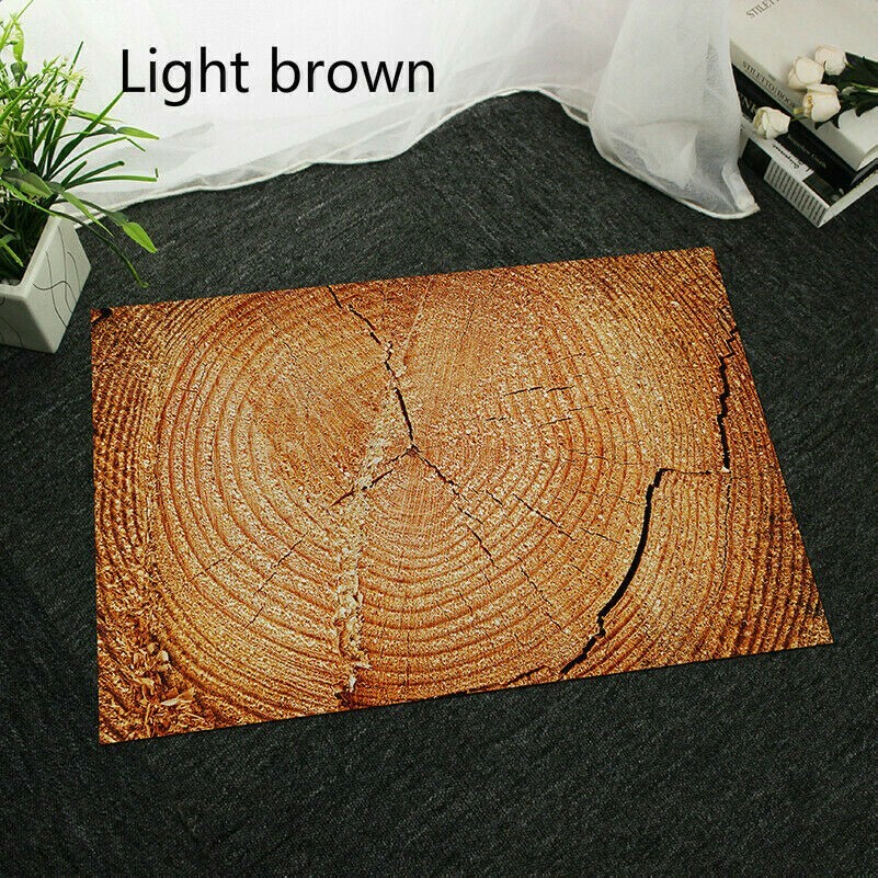 Wood Grain Floor Mat Carpet Bedroom Rug Kitchen Non-slip Living Home Door
