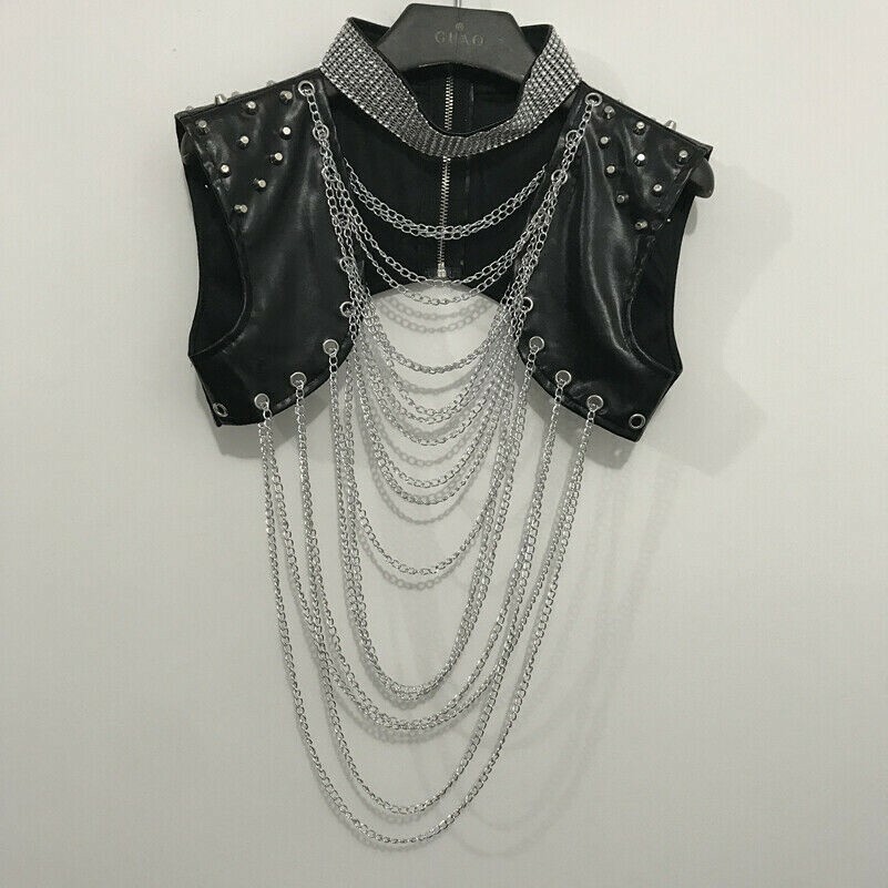 Femme Gilet Débardeur Chaîne Rivet Déguisement Punk Jazz Club de Danse