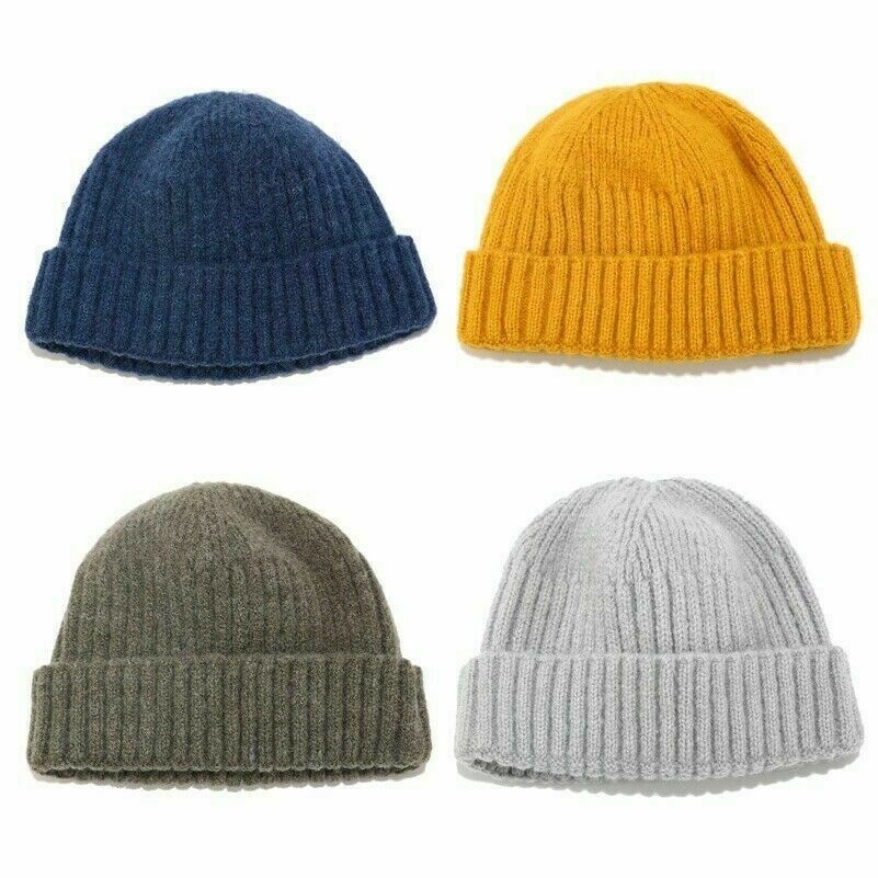Women Men Knitted Hat Beanie Skullcap Sailor Cap Cuff Brimless Fashion Warm Cute