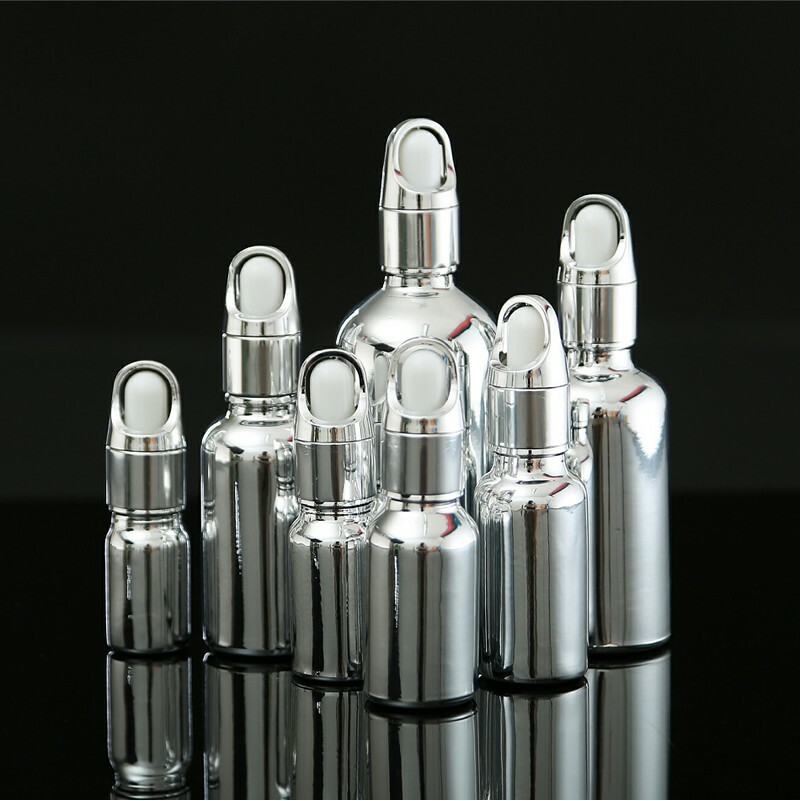 10X Silver Empty Glass Dropper Bottles Liquid Pipette Container Travel 5ml-100ml