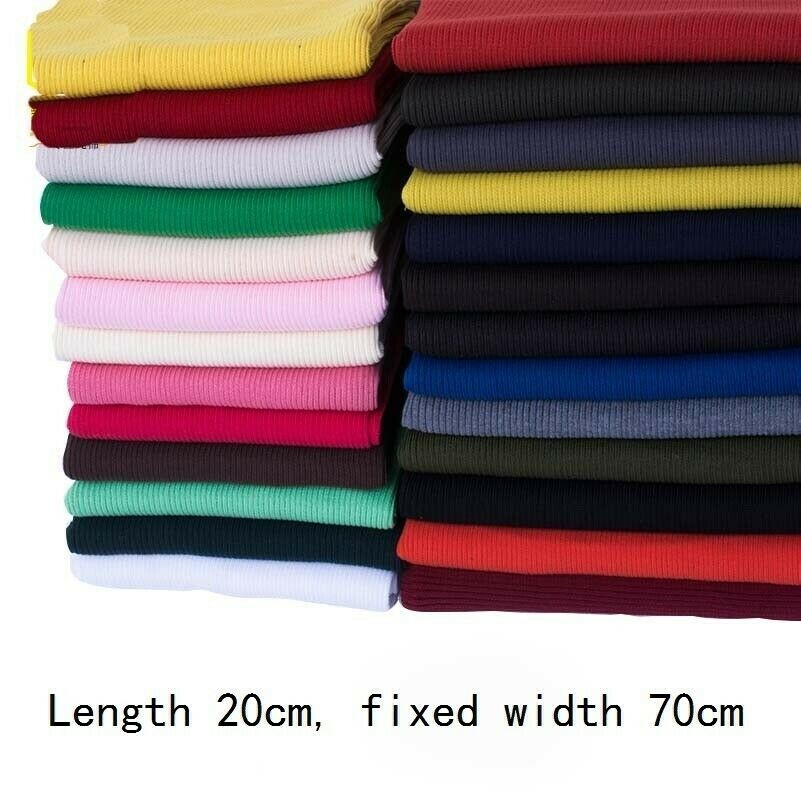 Stretch Knit Rib Fabric DIY Material Sweater Waistband Cuffs Ribbed Trim 20X70cm