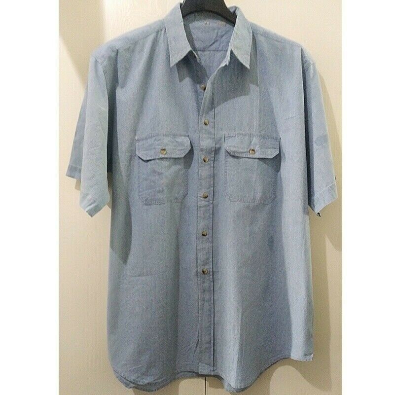 Herren Locker Jeanshemd Western Stil Wash Kurzärmlig Blau Oberteile Works Sommer