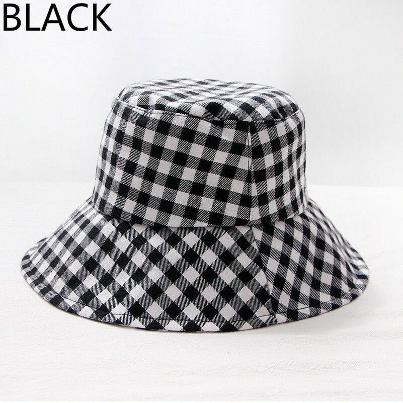 Homme Femme Chapeau Bob Casquette à Carreaux Écossais Soleil Décontracté Pêche