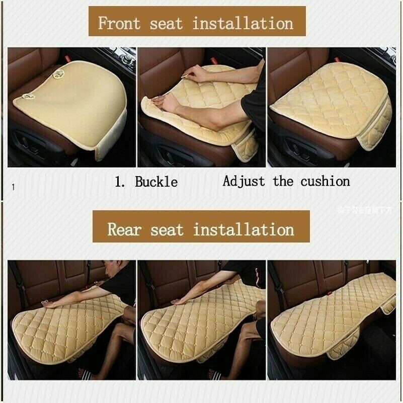 Front or Rear Car Seat Cover Velvet Plush Pad Rhombus Mats Chair Cushion SHP